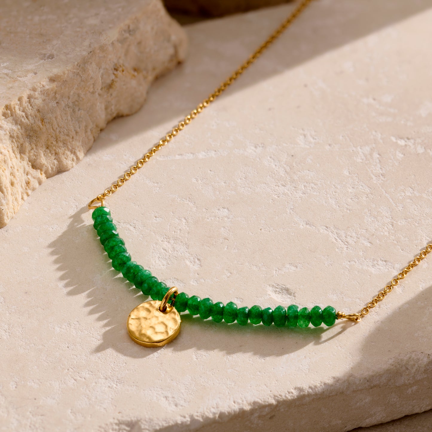 Personalised Green Semi Precious Beaded Necklace