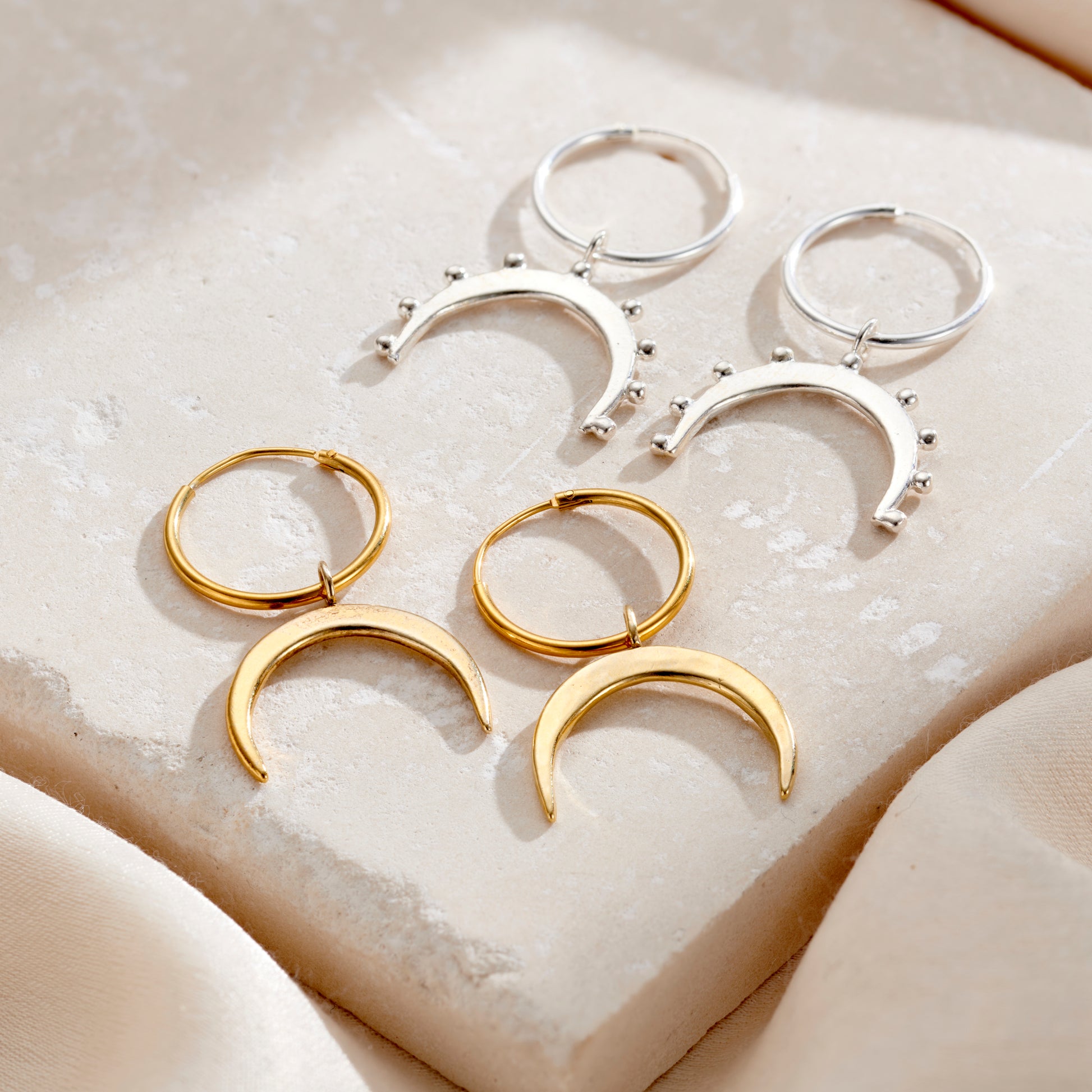 Personalised Crescent Horn Hoop Earrings Posh Totty Designs
