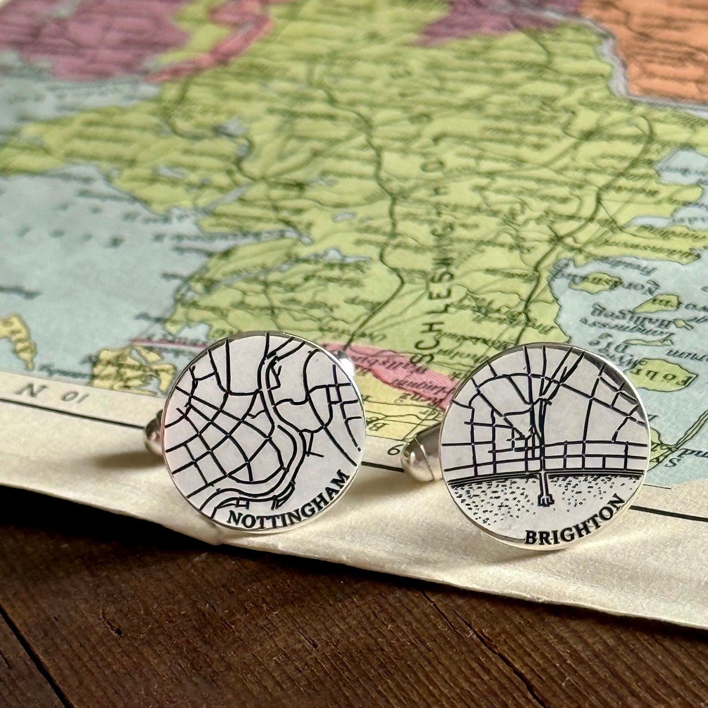 Personalised Silver Map Cufflinks