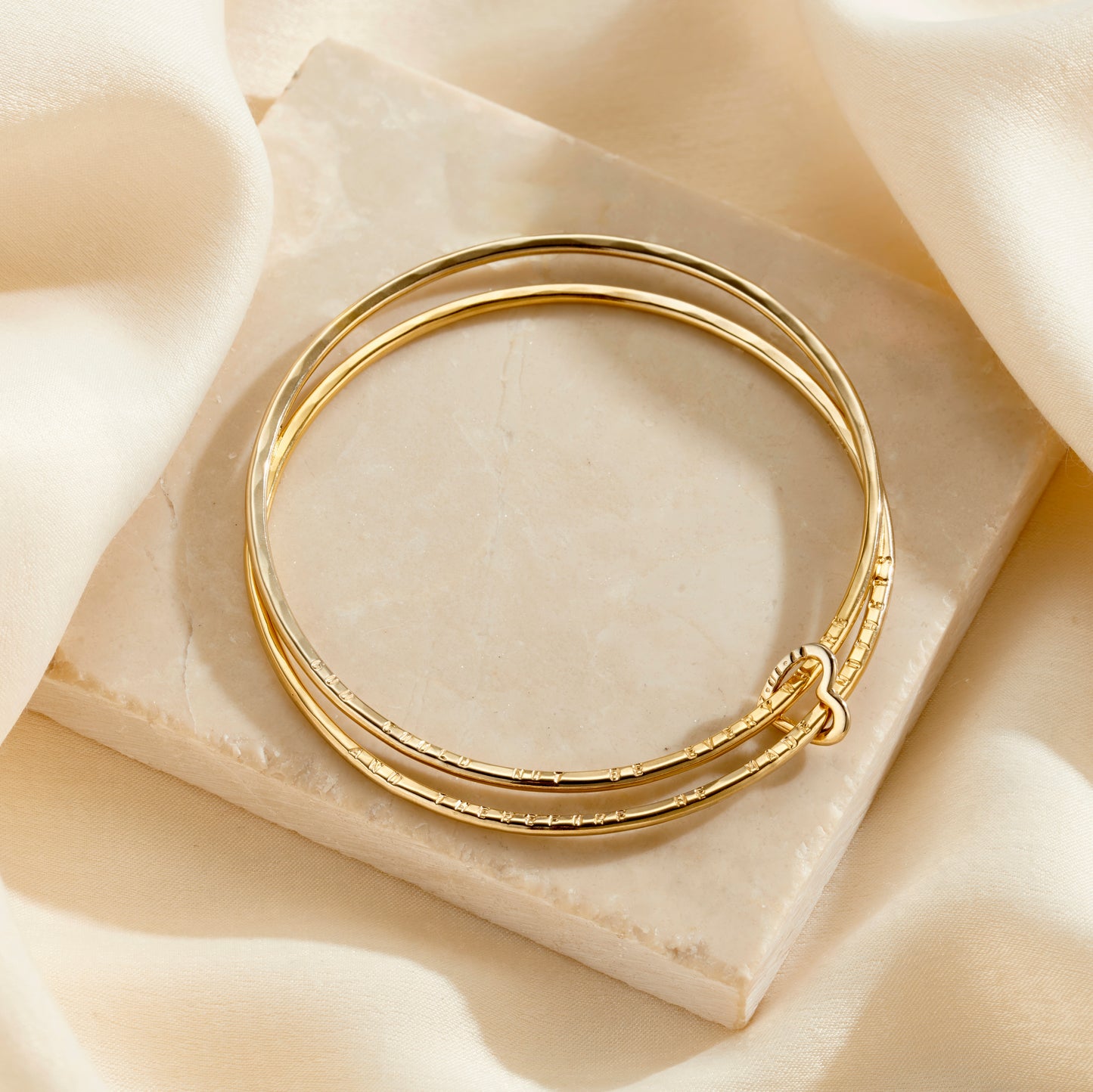 Personalised Double Bangle With Heart