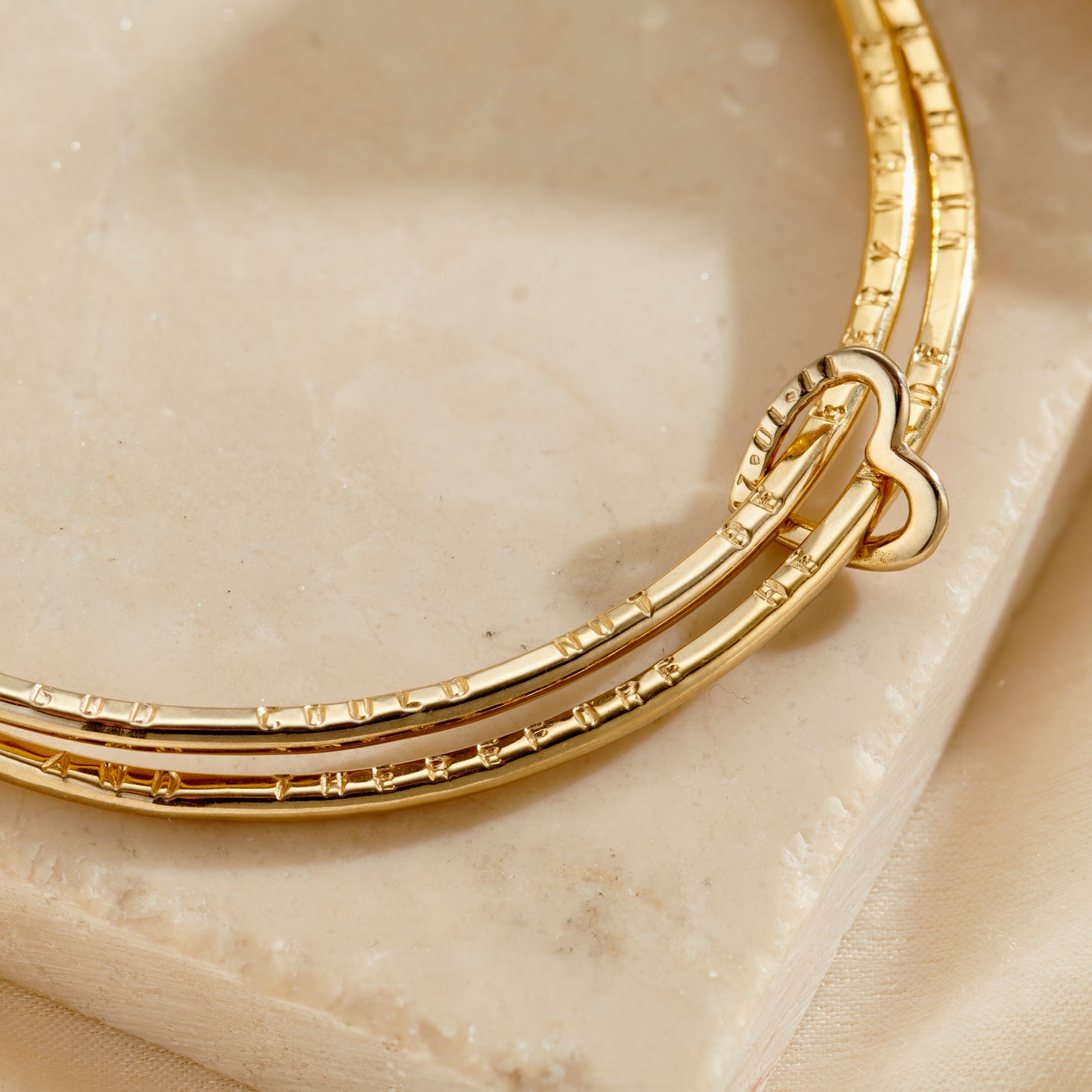 Personalised Double Bangle With Heart