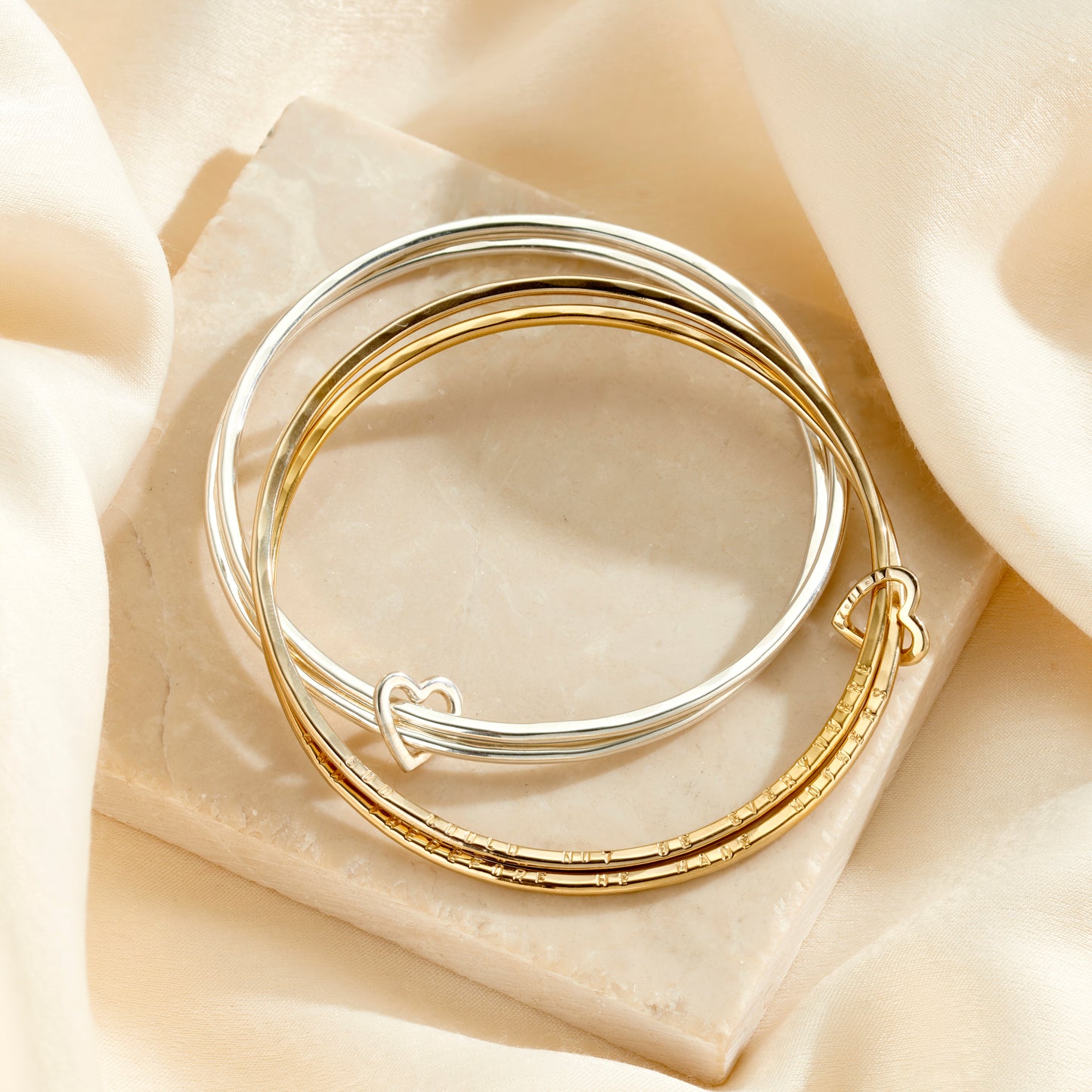 Personalised Double Bangle With Heart