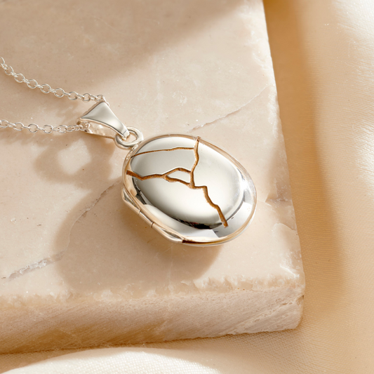 Personalised Kintsugi Oval Locket