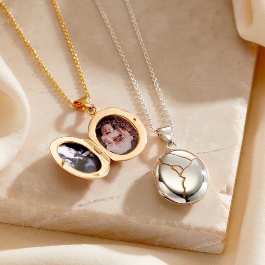 Personalised Kintsugi Oval Locket
