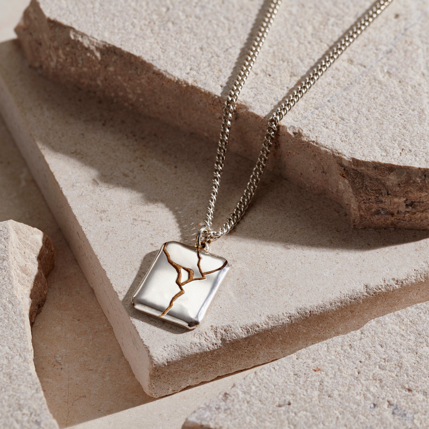 Bevelled Edge Kintsugi Tag Necklace