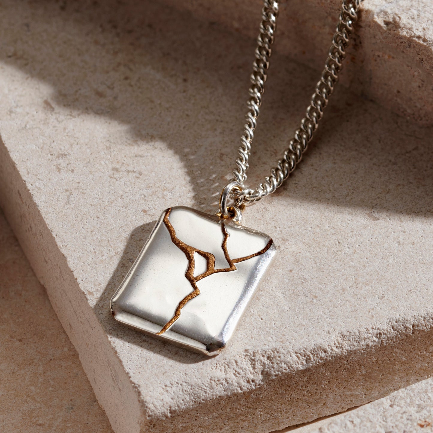 Bevelled Edge Kintsugi Tag Necklace