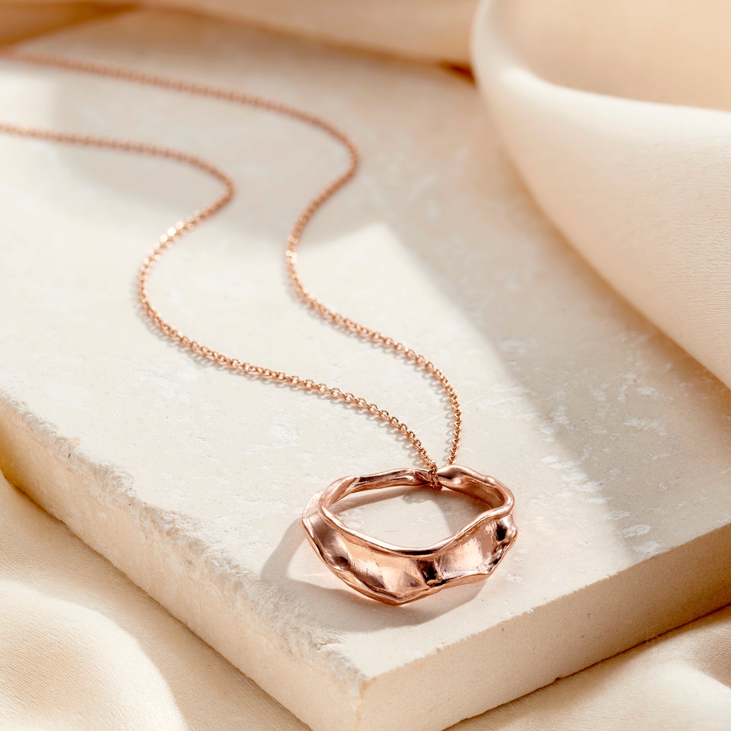 Organic Fluid Circle Pendant Necklace