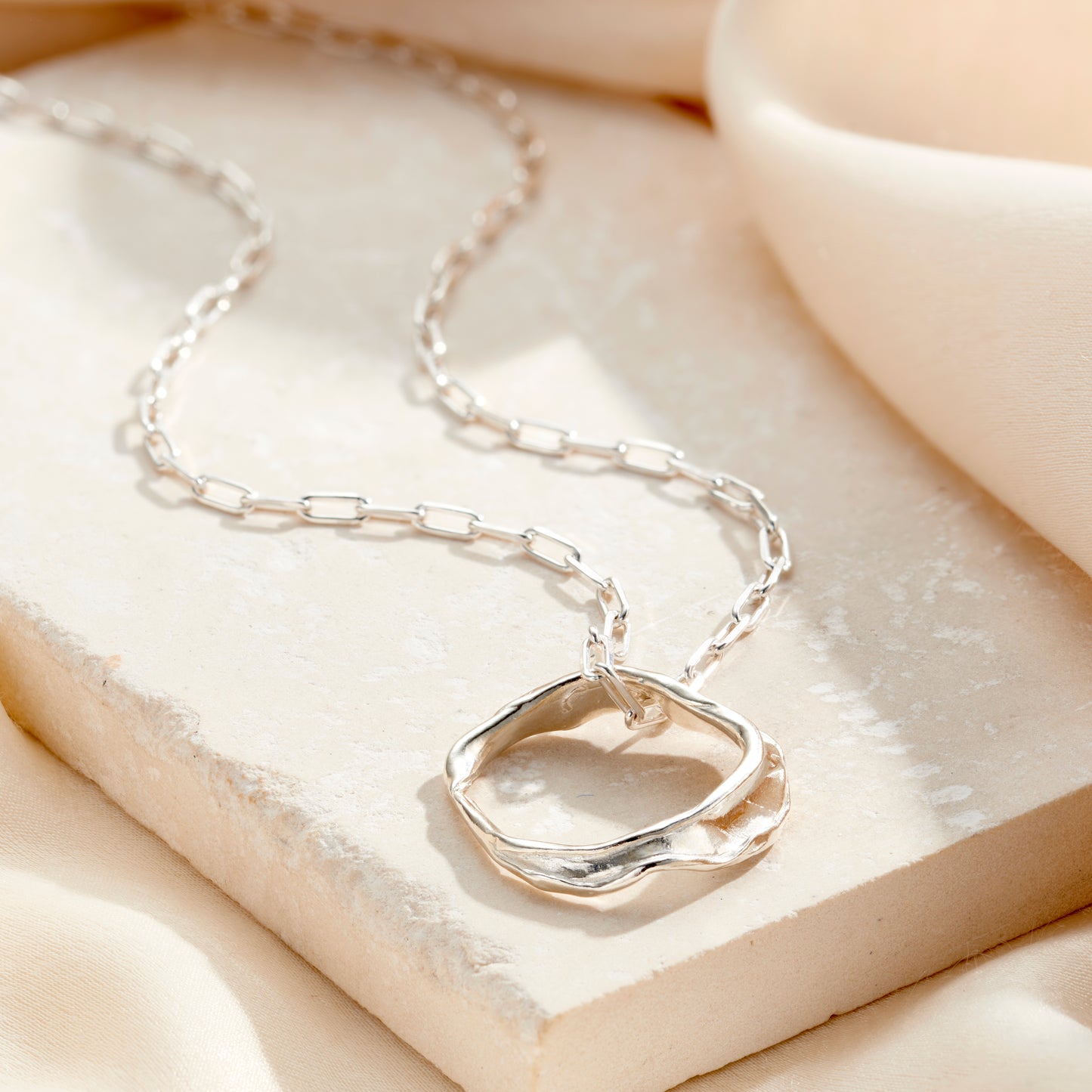 Organic Fluid Circle Pendant Necklace