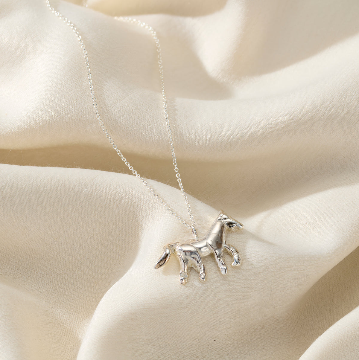 Personalised Large Horse Pendant Necklace in silver finish