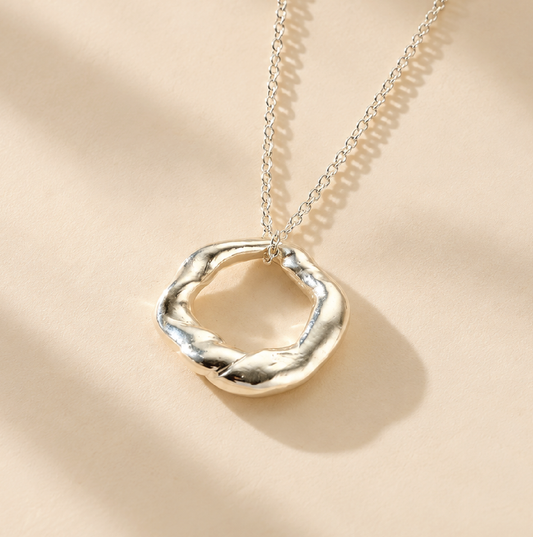 Personalised Lucky Pebble Hoop Necklace