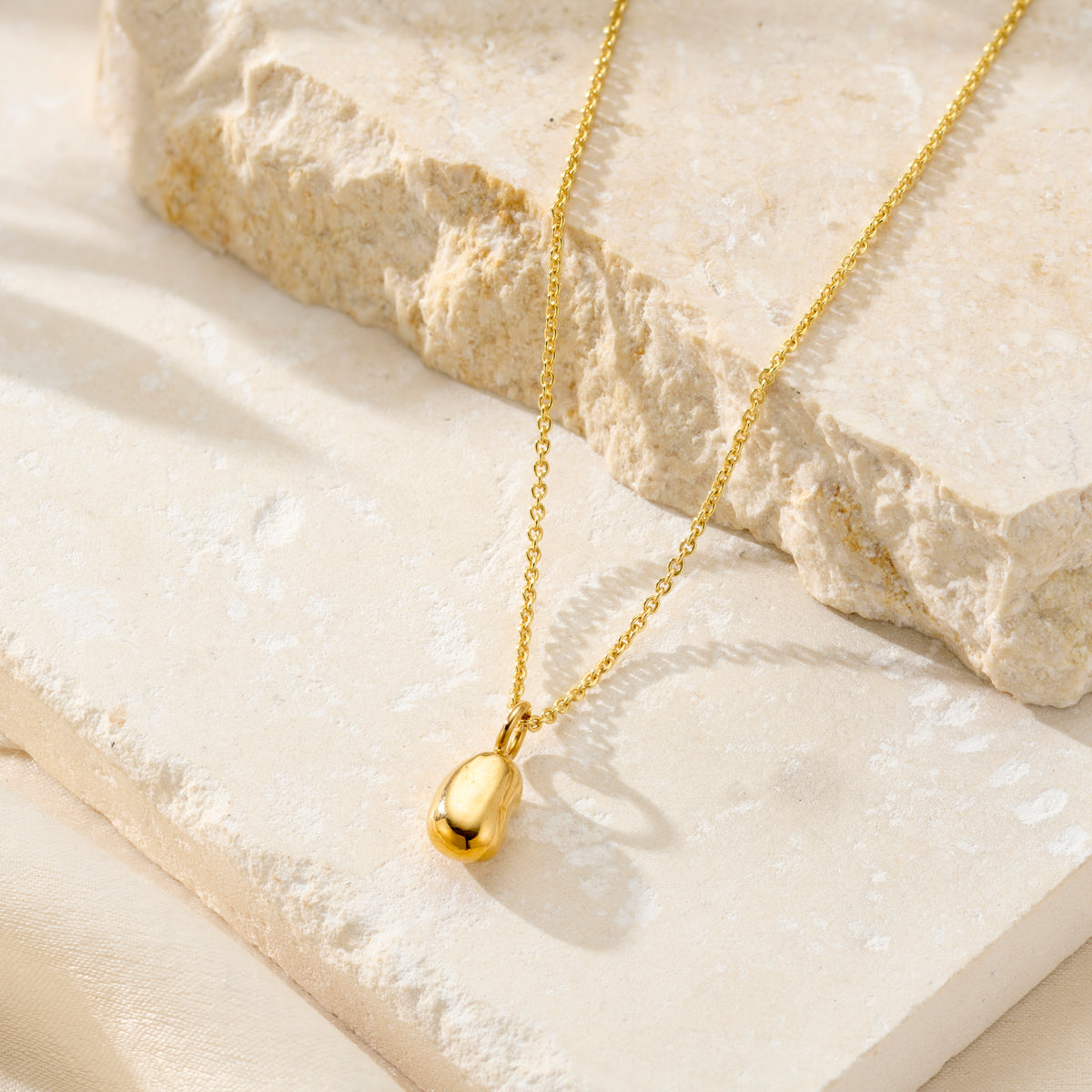 Personalised Lucky Bean Pendant Necklace in 18ct yellow gold plated finish