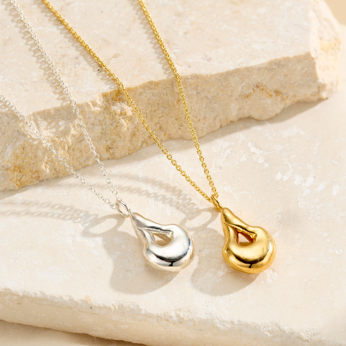 Personalised Lucky Pebble Droplet Necklace group view