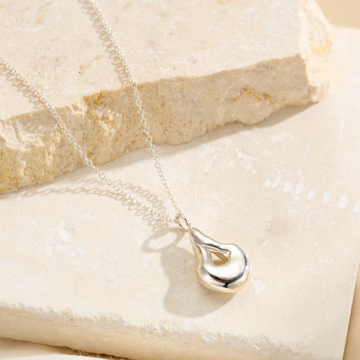 Personalised Lucky Pebble Droplet Necklace detail view