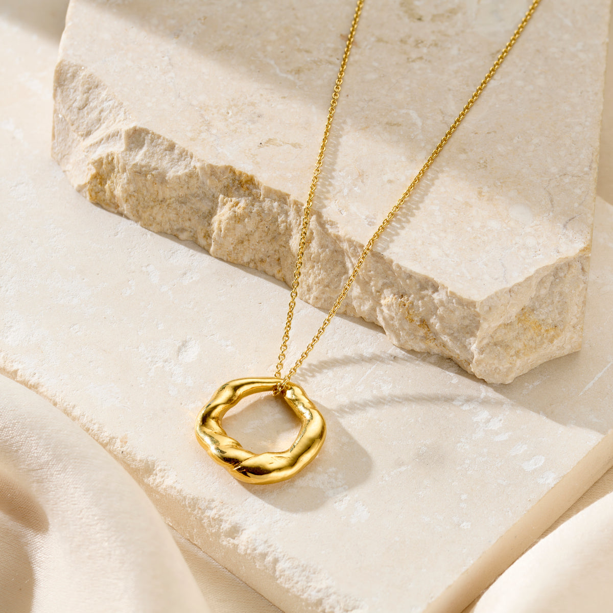 Personalised Lucky Pebble Hoop Necklace in 18ct yellow gold plated finish