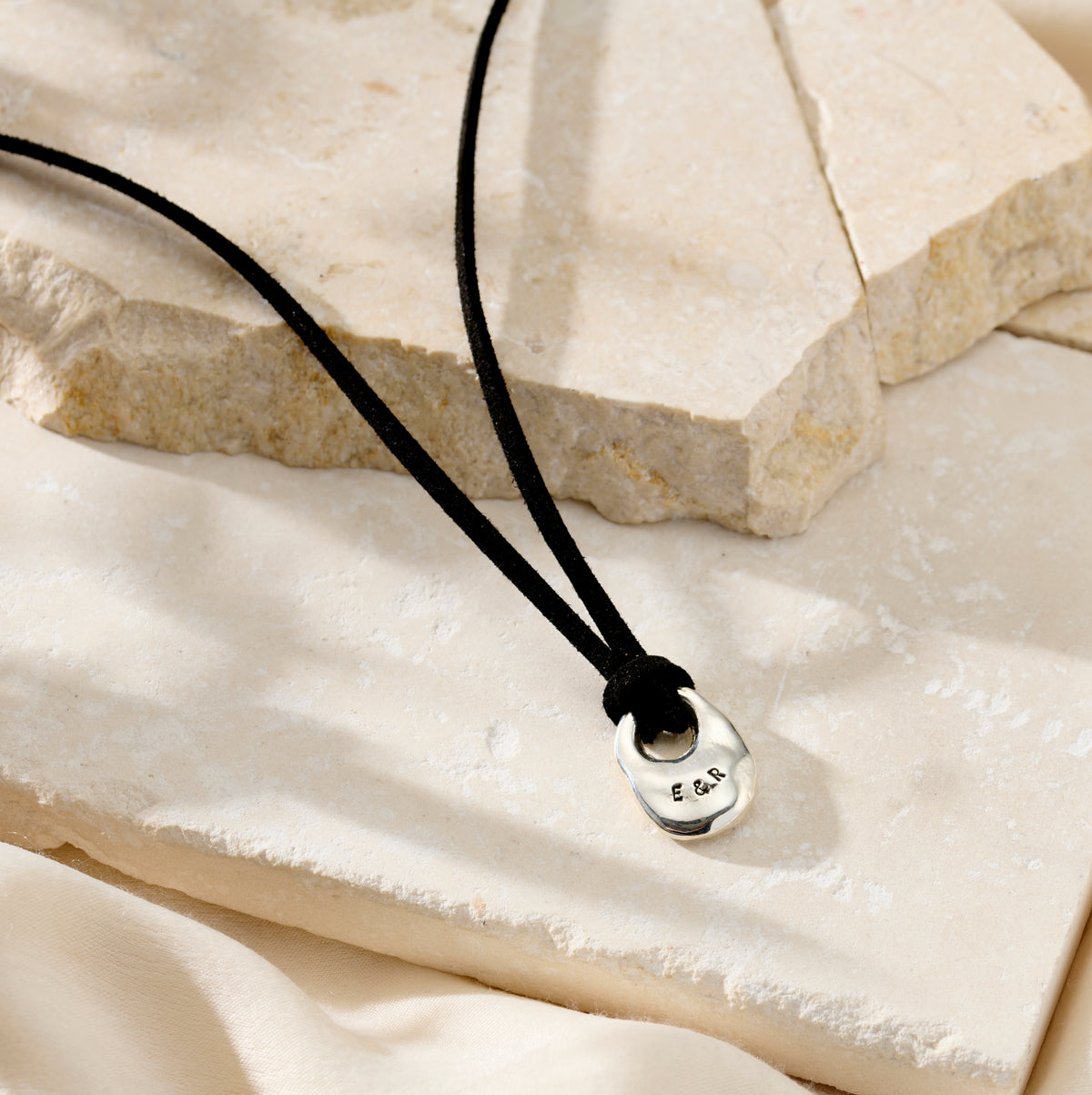 Personalised Lucky Stone Pendant Leather Cord Necklace