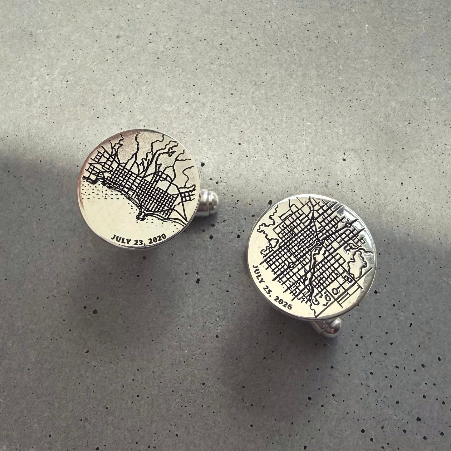 Personalised Silver Map Cufflinks