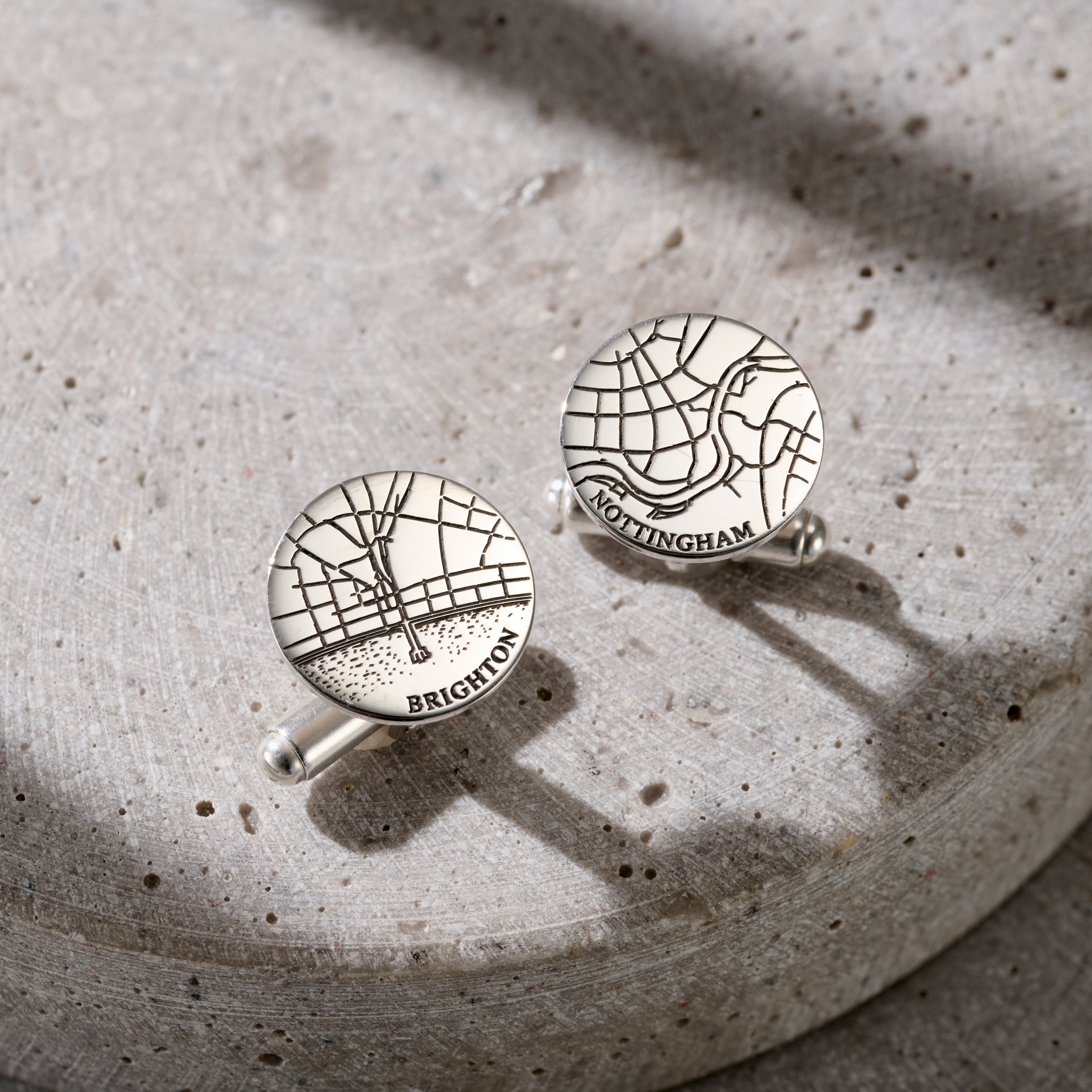 Personalised Silver Map Cufflinks | Engraved Sterling Silver | Posh ...