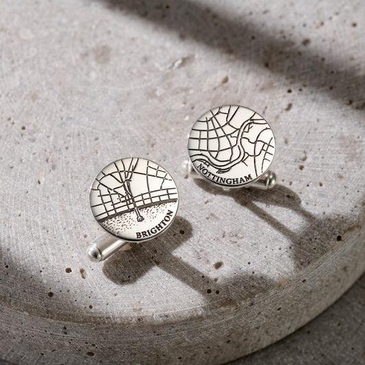 Personalised Silver Map Cufflinks