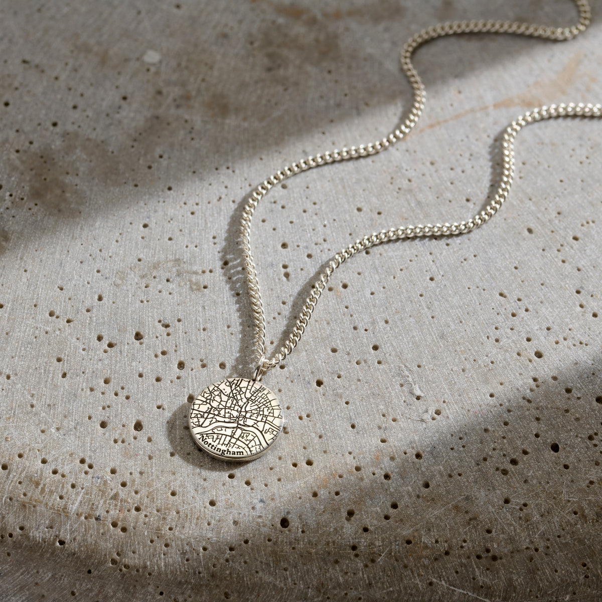 Men’s Personalised Map Disc Pendant Necklace