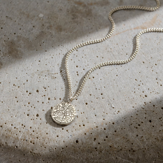 Men’s Personalised Map Disc Pendant Necklace