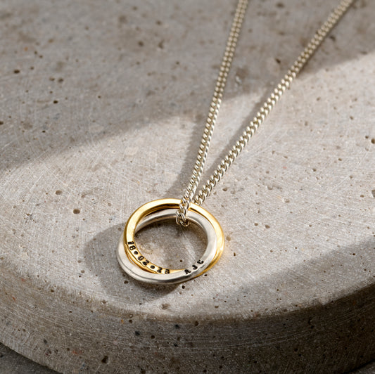 Personalised Men's Two Ring Russian Necklace