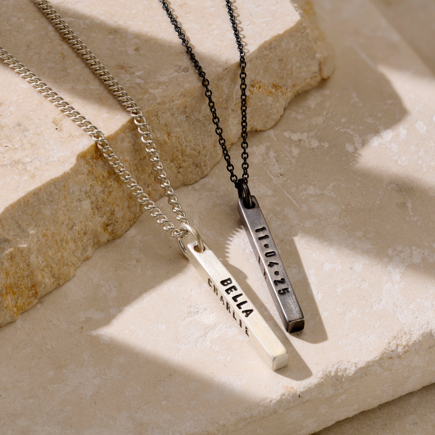 Personalised Men's Silver Bar Necklace