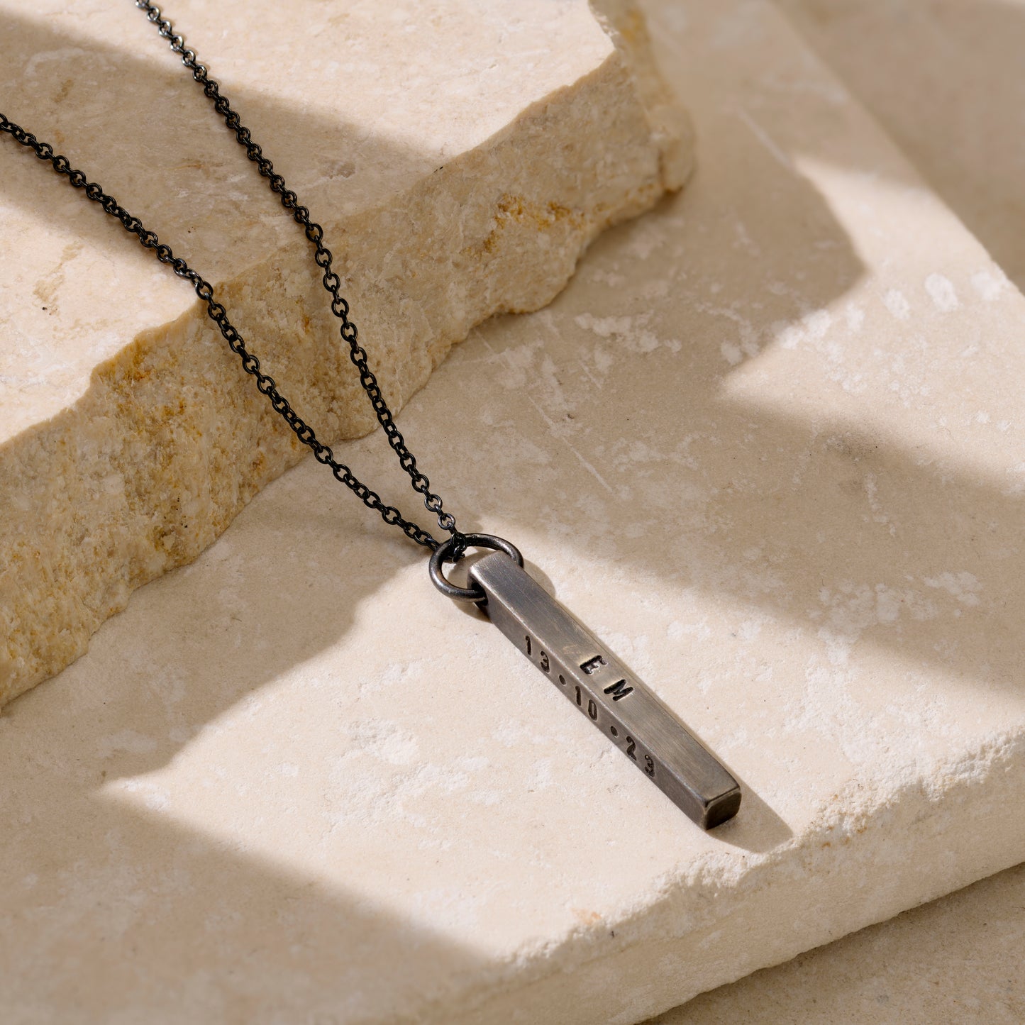 Personalised Men's Silver Bar Necklace