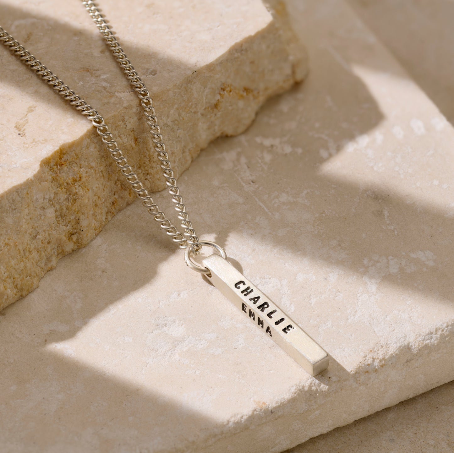 Personalised Men's Silver Bar Necklace