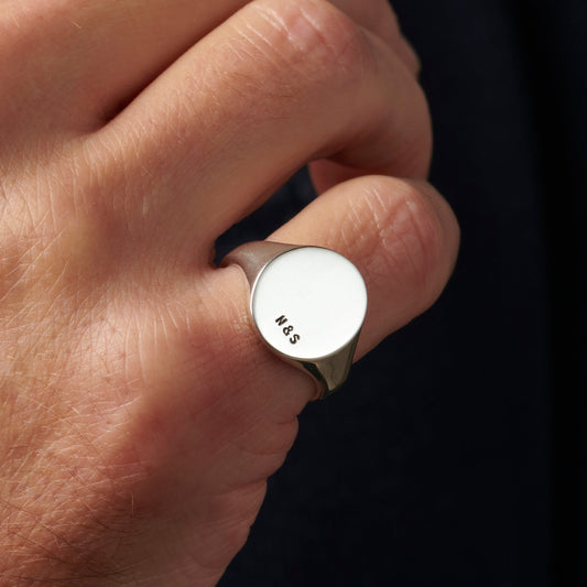 Men's Chunky Oval Initial Signet Ring