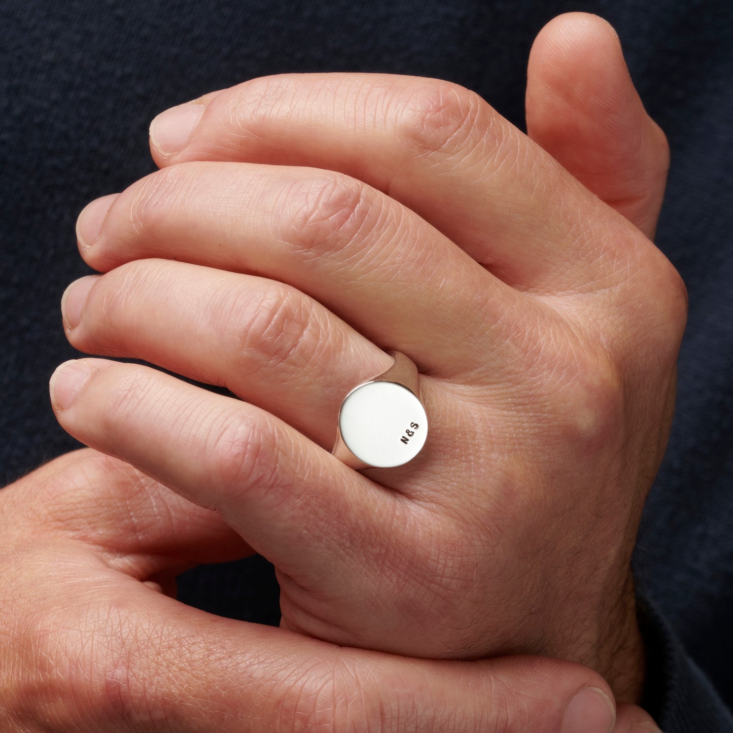 Men's Chunky Oval Initial Signet Ring