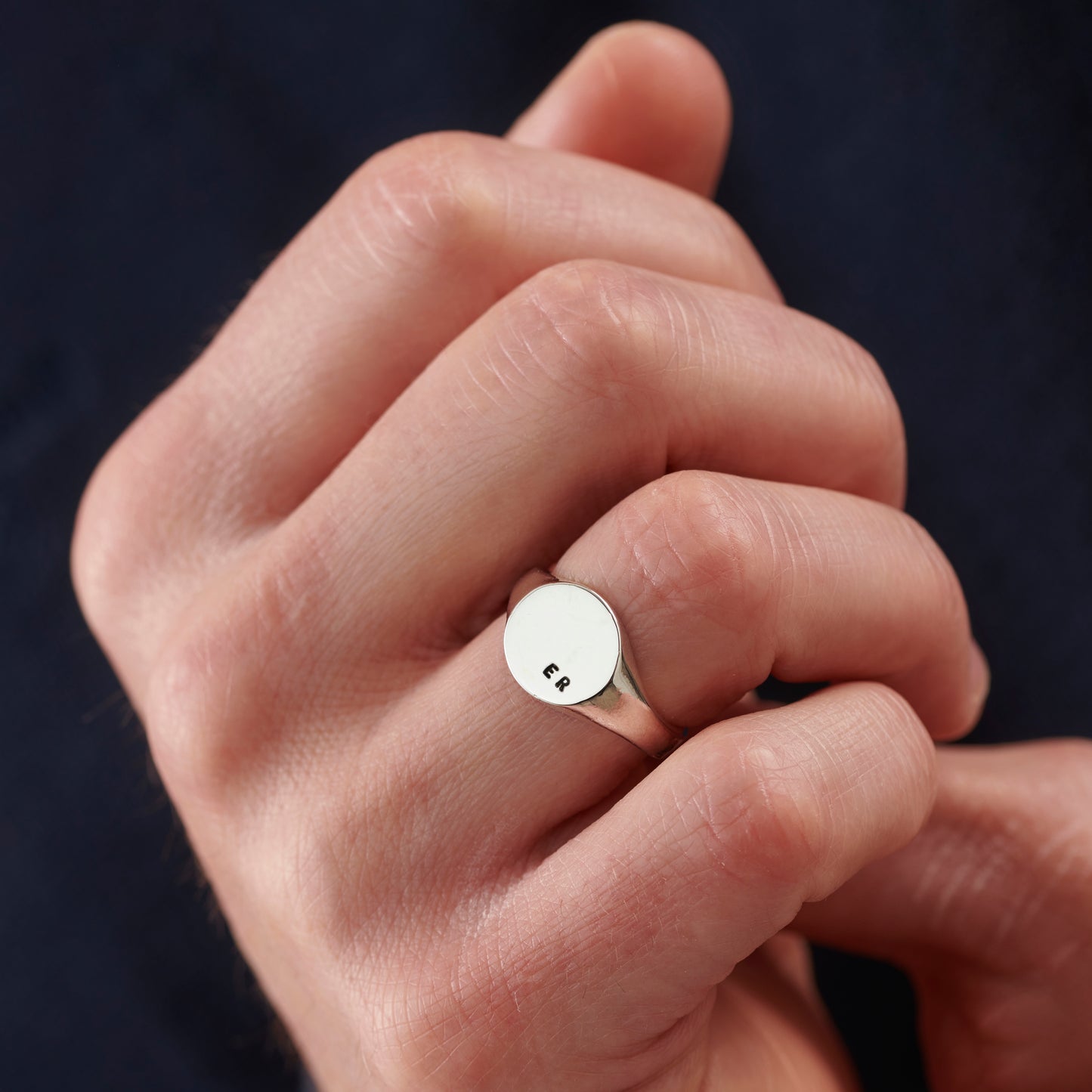 Men's Chunky Circle Initial Signet Ring