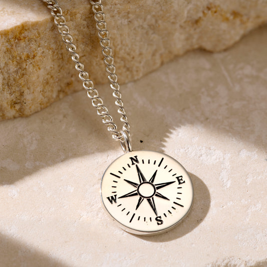 Personalised Travel Compass Necklace