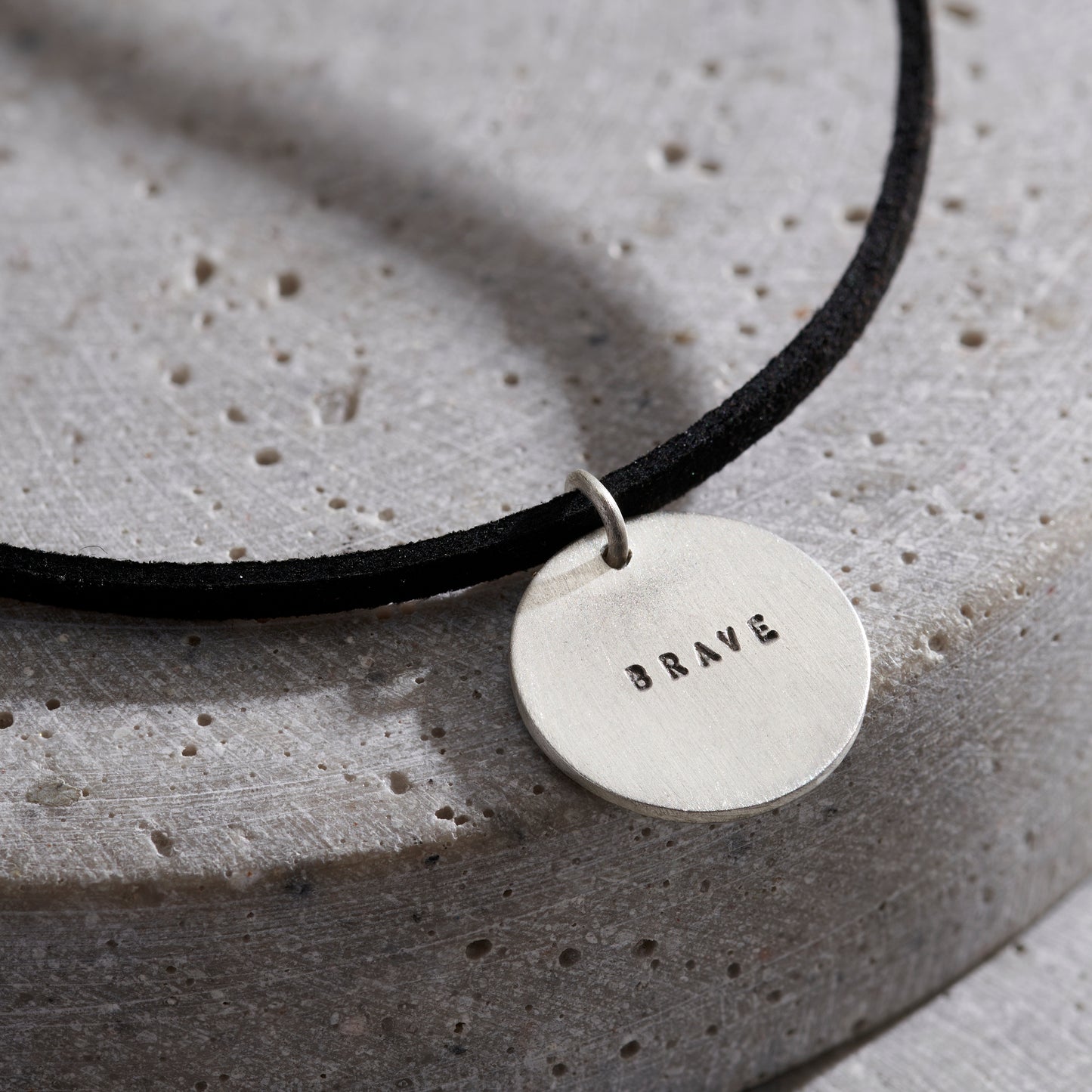 Personalised Men's Silver Disc Necklace With Leather Cord
