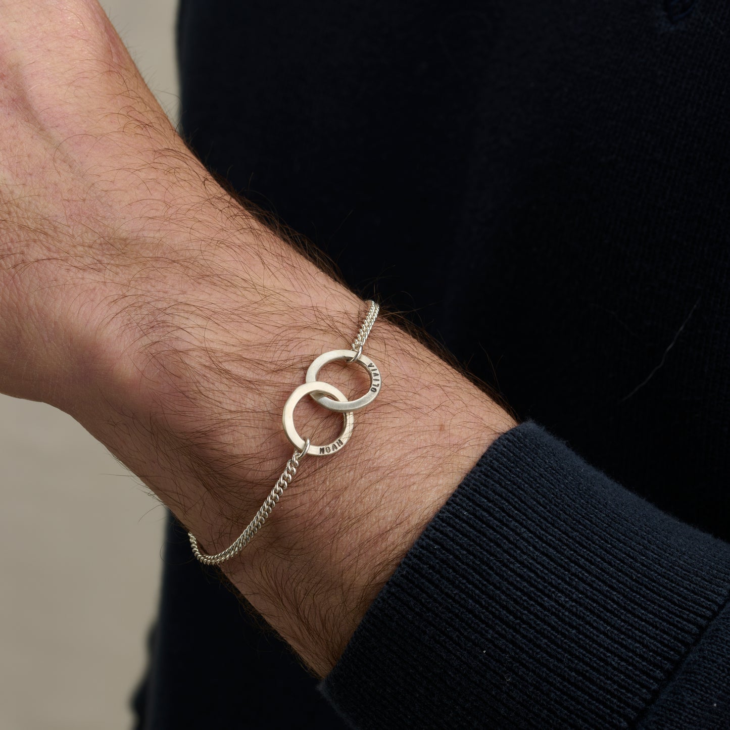 Personalised Men's Interlinking Hoops Bracelet