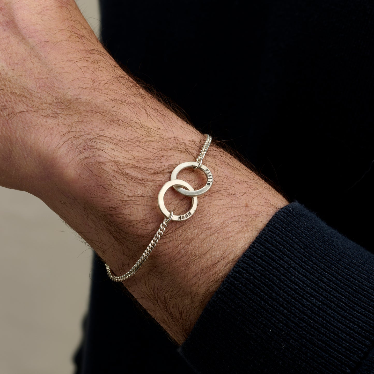 Personalised Men's Interlinking Hoops Bracelet