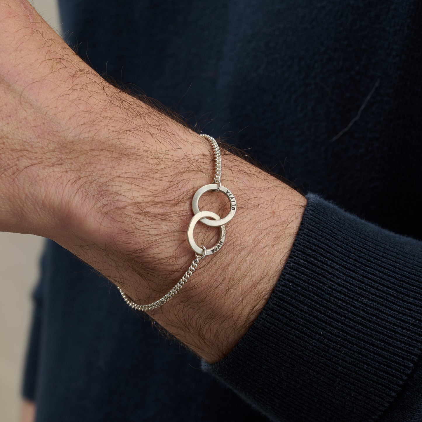 Personalised Men's Interlinking Hoops Bracelet