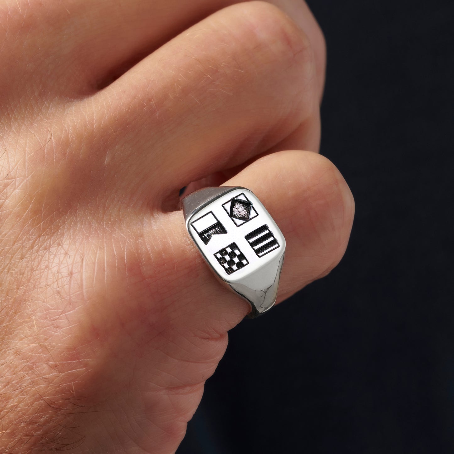Personalised Family Nautical Signal Flags Signet Ring