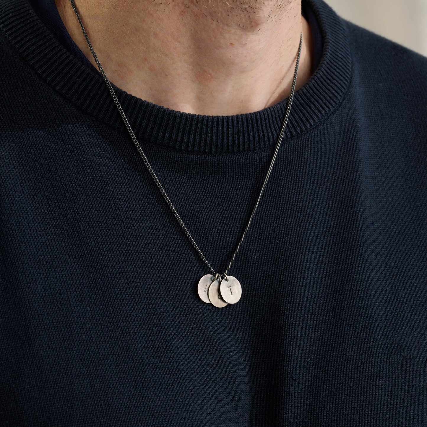 Personalised Men's Initial Disc Necklace