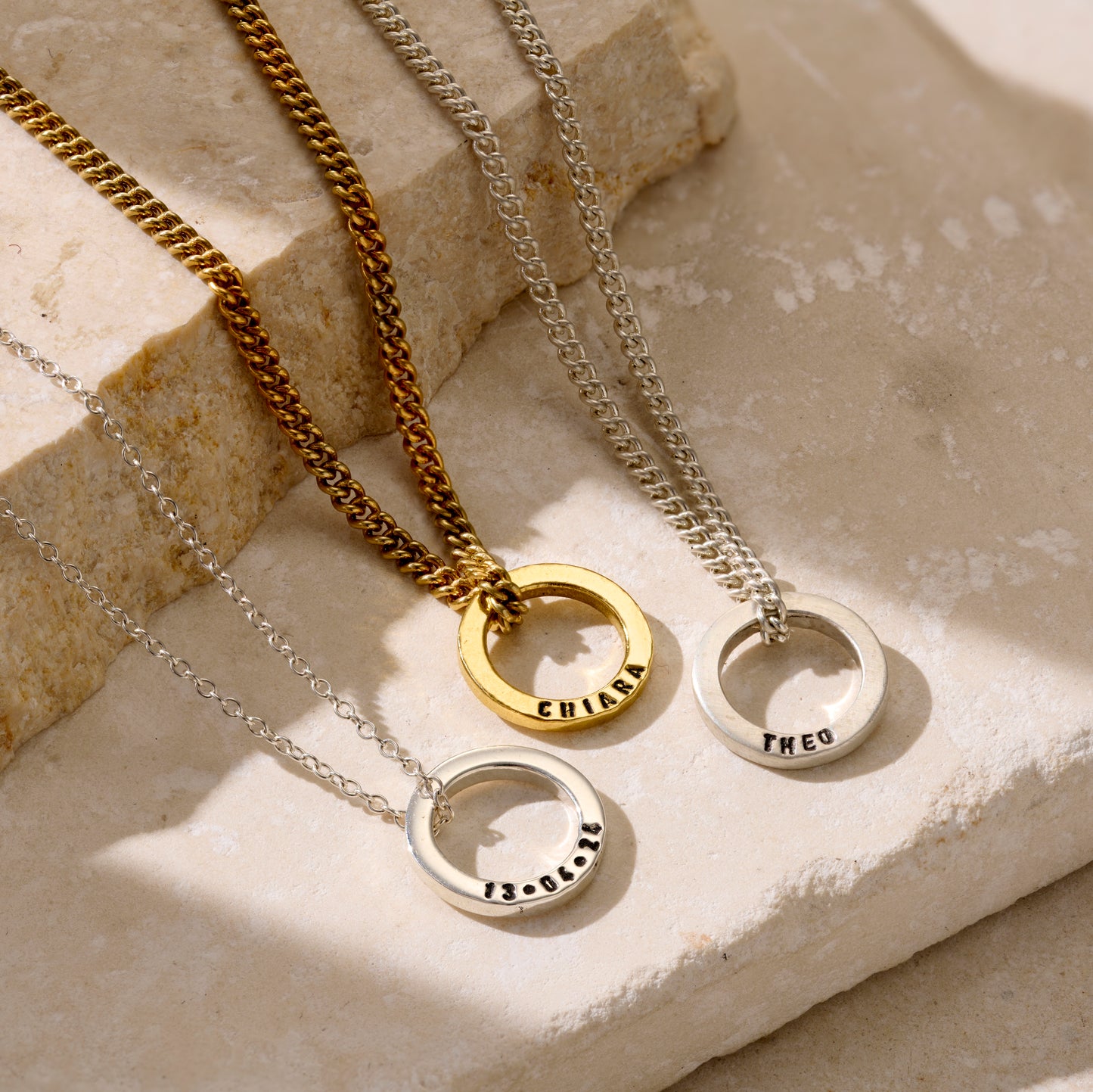 Personalised Men's Mini Quote Circle Necklace