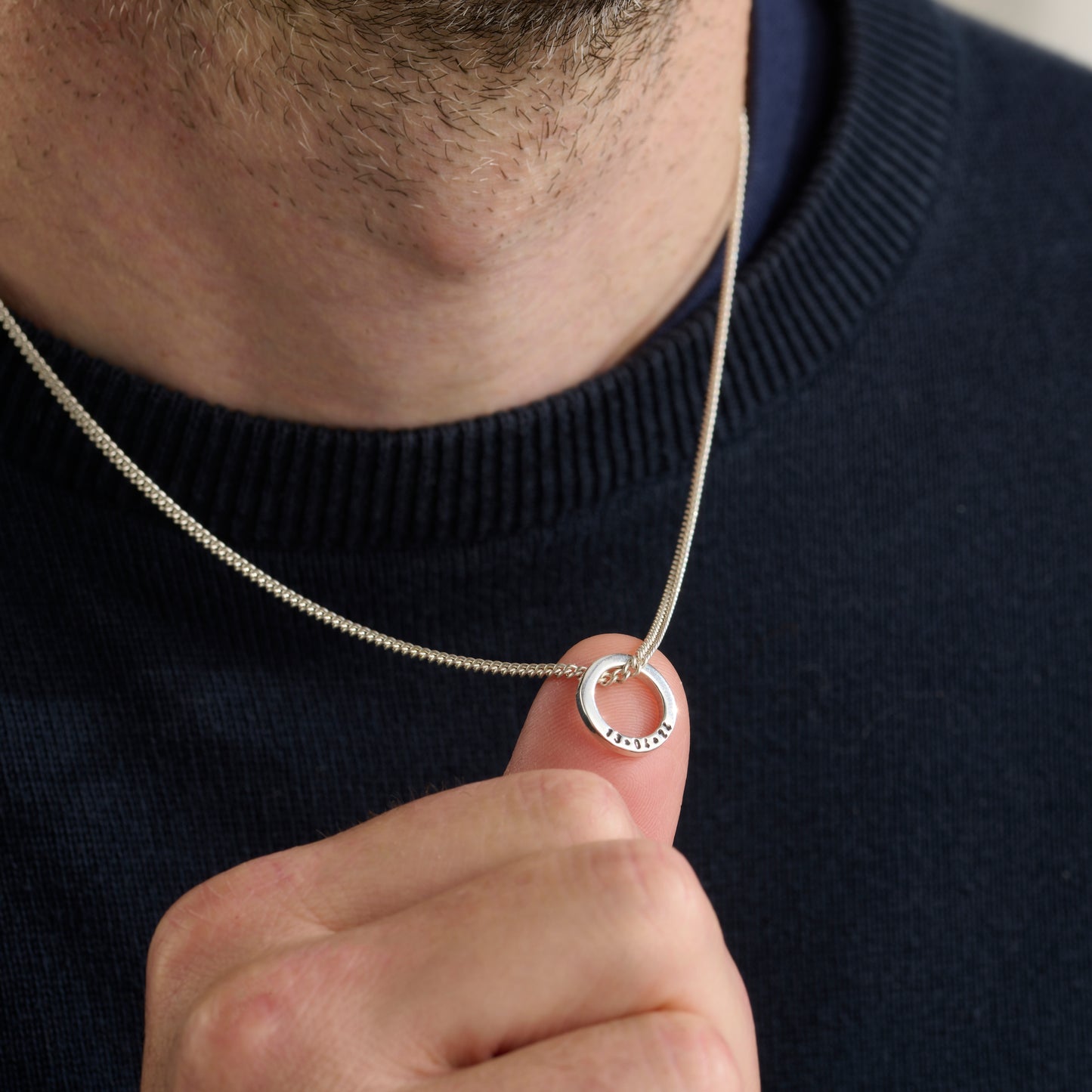 Personalised Men's Mini Quote Circle Necklace