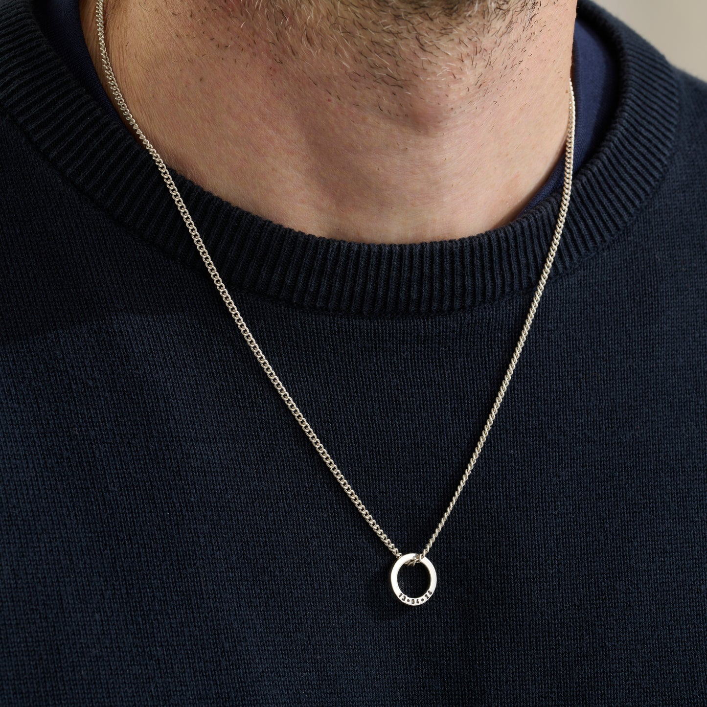 Personalised Men's Mini Quote Circle Necklace