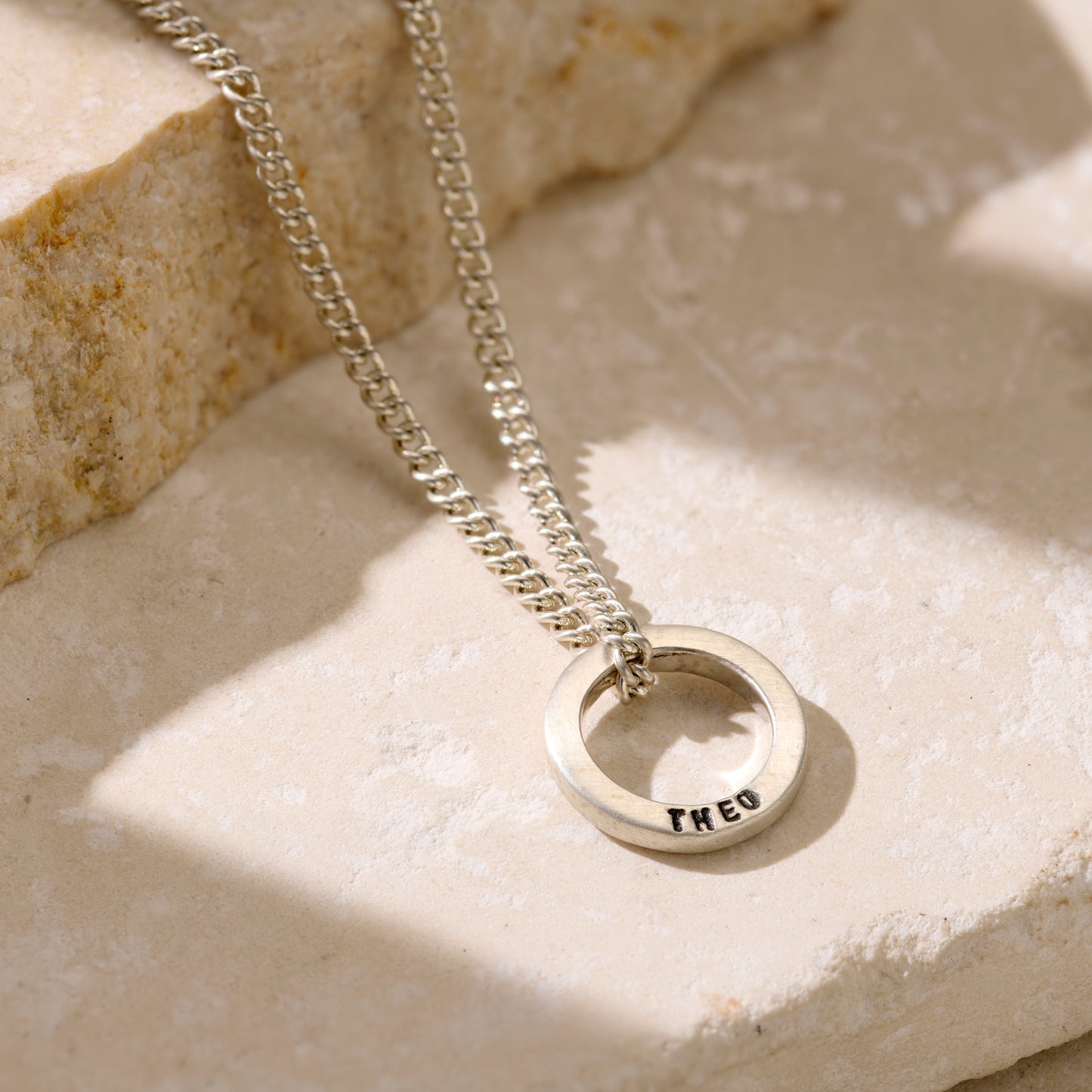 Personalised Men's Mini Quote Circle Necklace