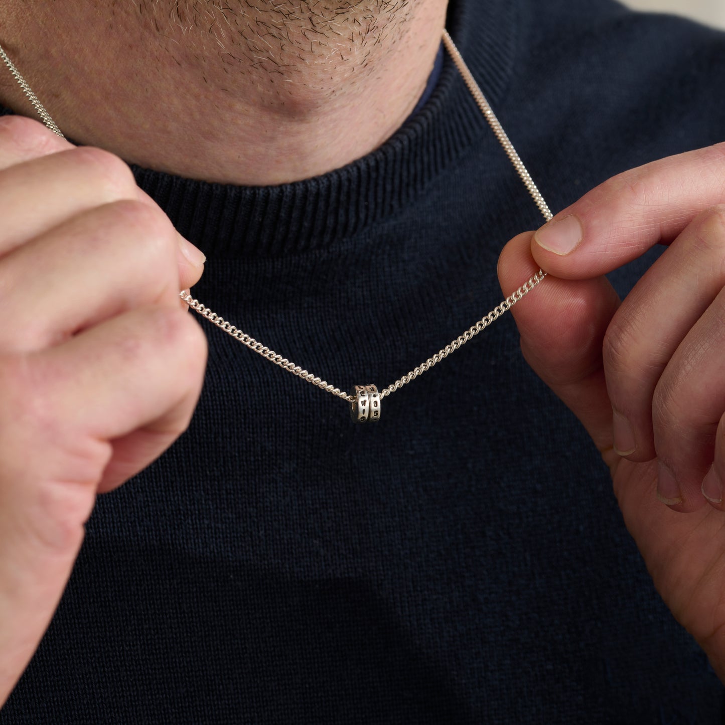 Personalised Men's Mini Spinning Disc Necklace