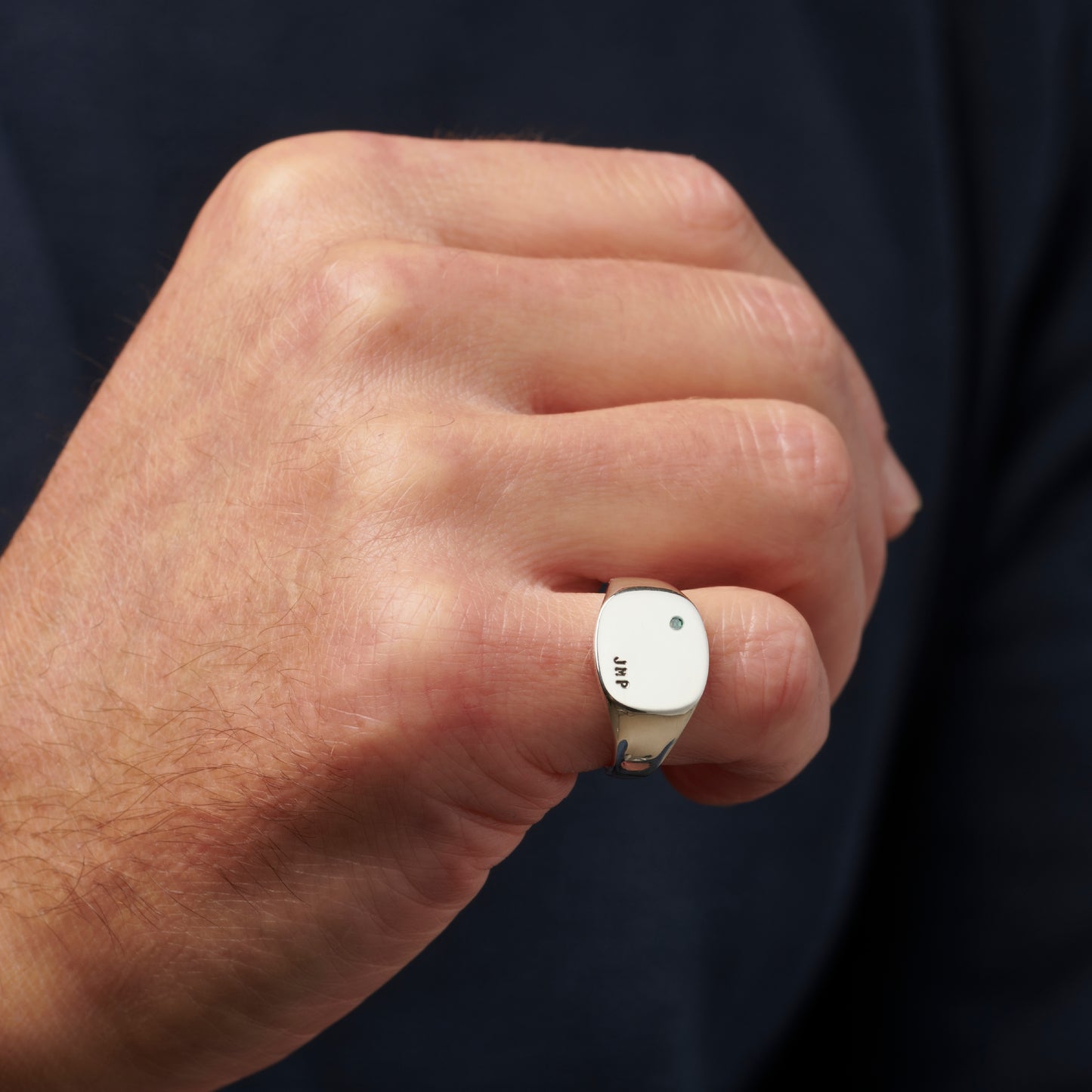 Men's Chunky Rounded Square Birthstone Signet Ring