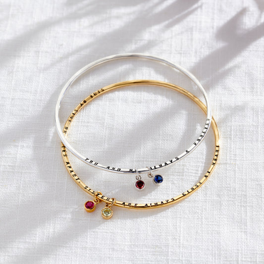 Personalised Birthstone Charm Bangle