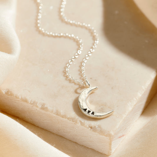Small Personalised Crescent moon necklace