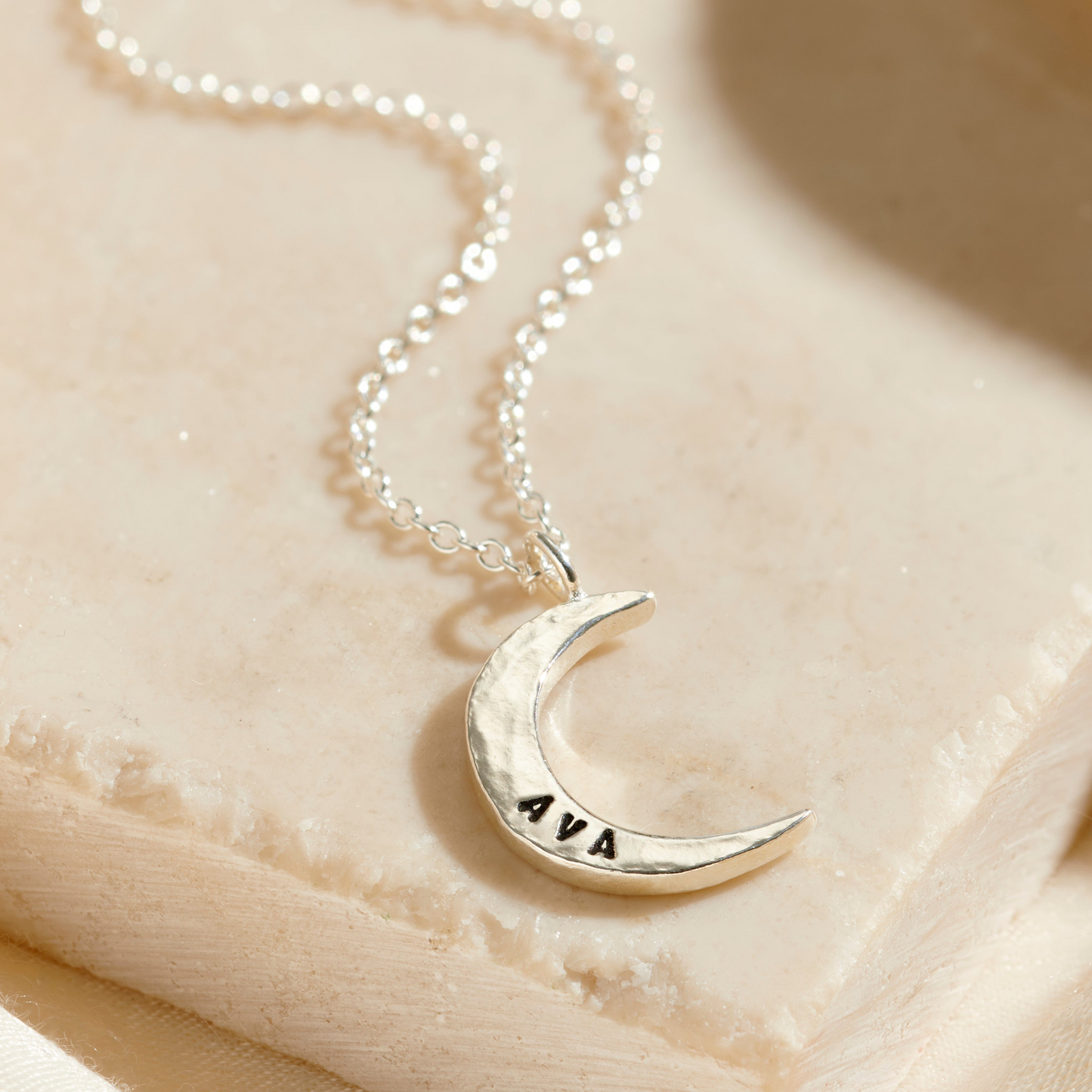 Small Personalised Crescent moon necklace
