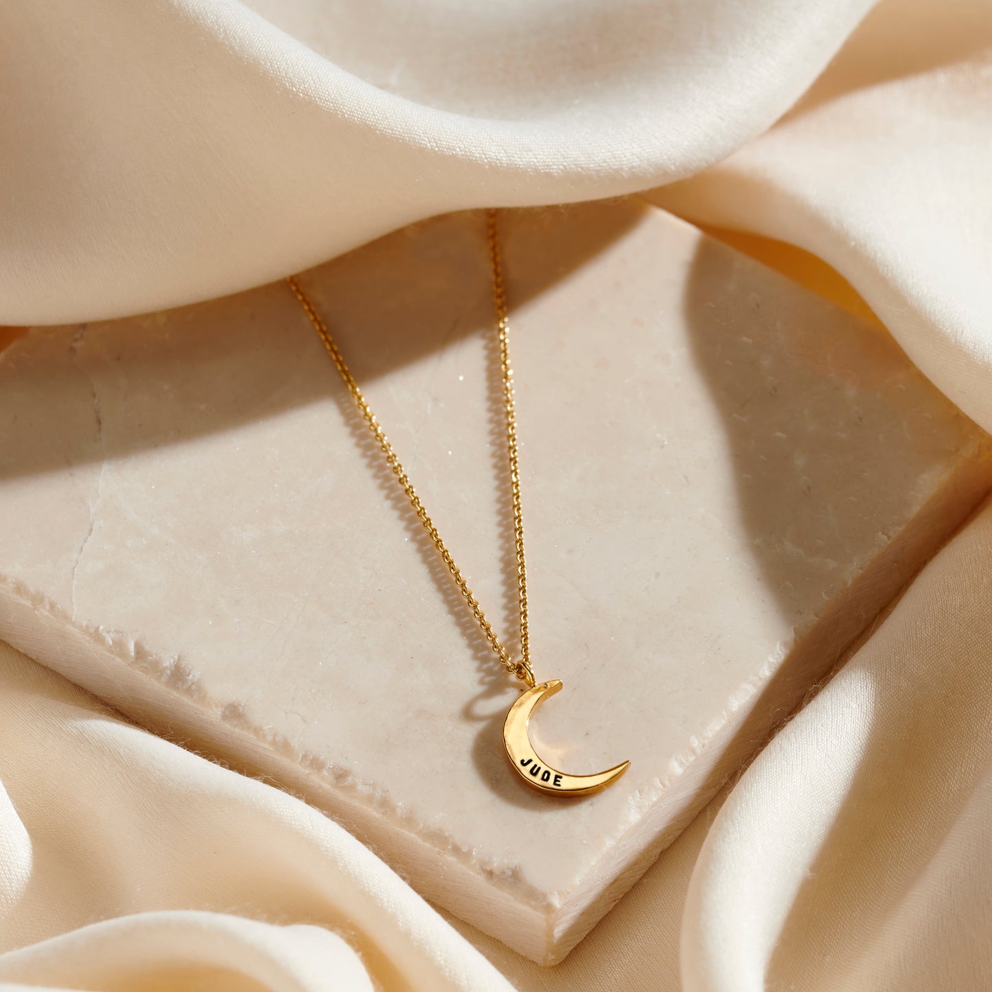 Small Personalised Crescent moon necklace