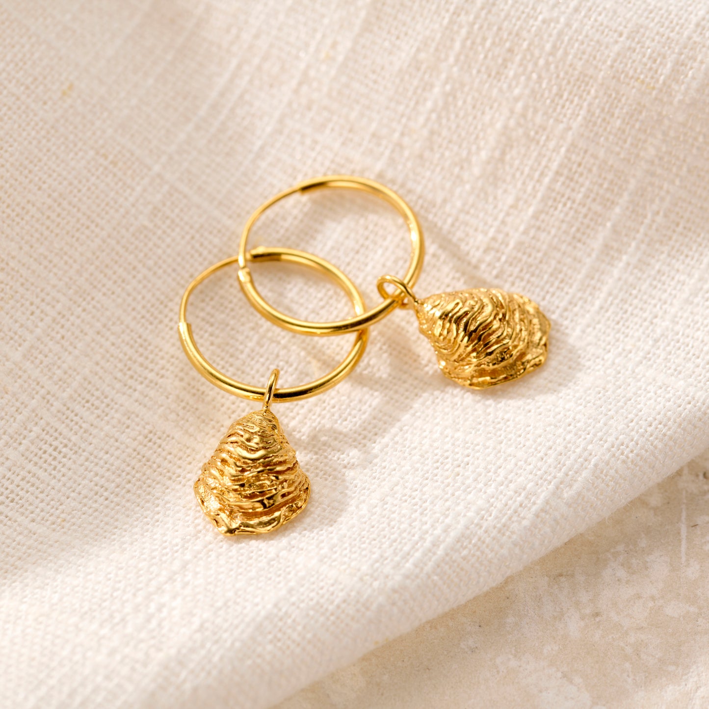 Oyster Shell Hoop Earrings