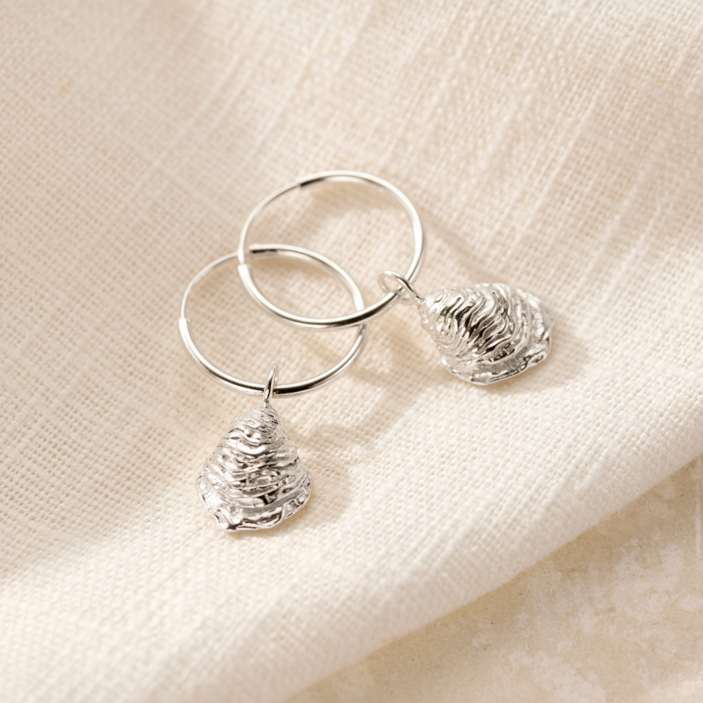 Oyster Shell Hoop Earrings